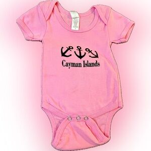 Onesie Baby Size Small Pink Cayman Islands Souvenir Tee Snap Closure Anchor